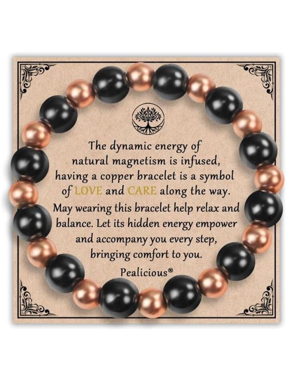Copper Magnetic Bracelet Women Men Adjustable Beaded Jewelry Valentines Gift Her